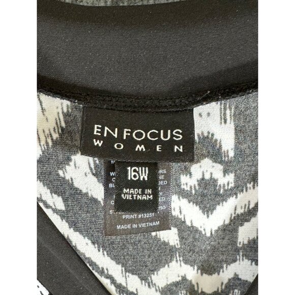 EN FOCUS  woman’s size 16 W 95% polyester 100% spandex, Black and white Maxi dre - Picture 11 of 16